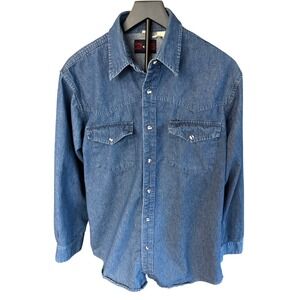 Cody James Denim Western Shirt Womens Long Sleeve Blue Button Up Size Medium